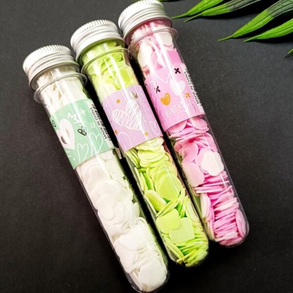 Set of 2 Soap Paper Flakes- Portable Flower Tube Petals, Disposable Mini Soap, Travel Tube Bottle